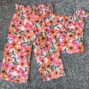Floral Kids 2 Piece Set - Pink and Orange
